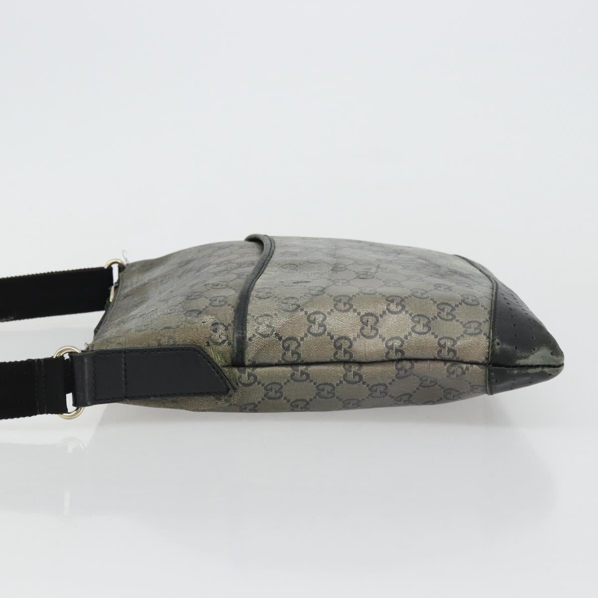 GUCCI GG Crystal Shoulder Bag Coated Canvas Navy Gold 145857 Auth 176367