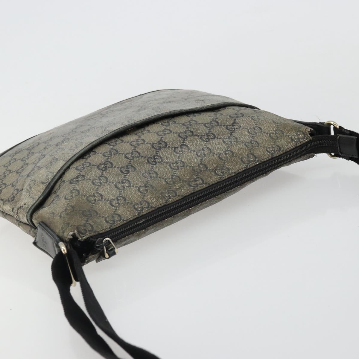 GUCCI GG Crystal Shoulder Bag Coated Canvas Navy Gold 145857 Auth 176367