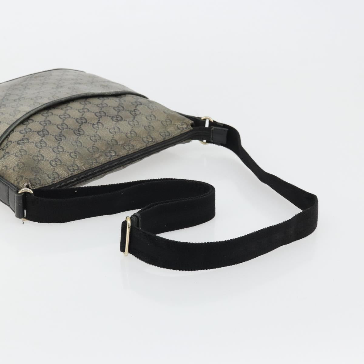 GUCCI GG Crystal Shoulder Bag Coated Canvas Navy Gold 145857 Auth 176367