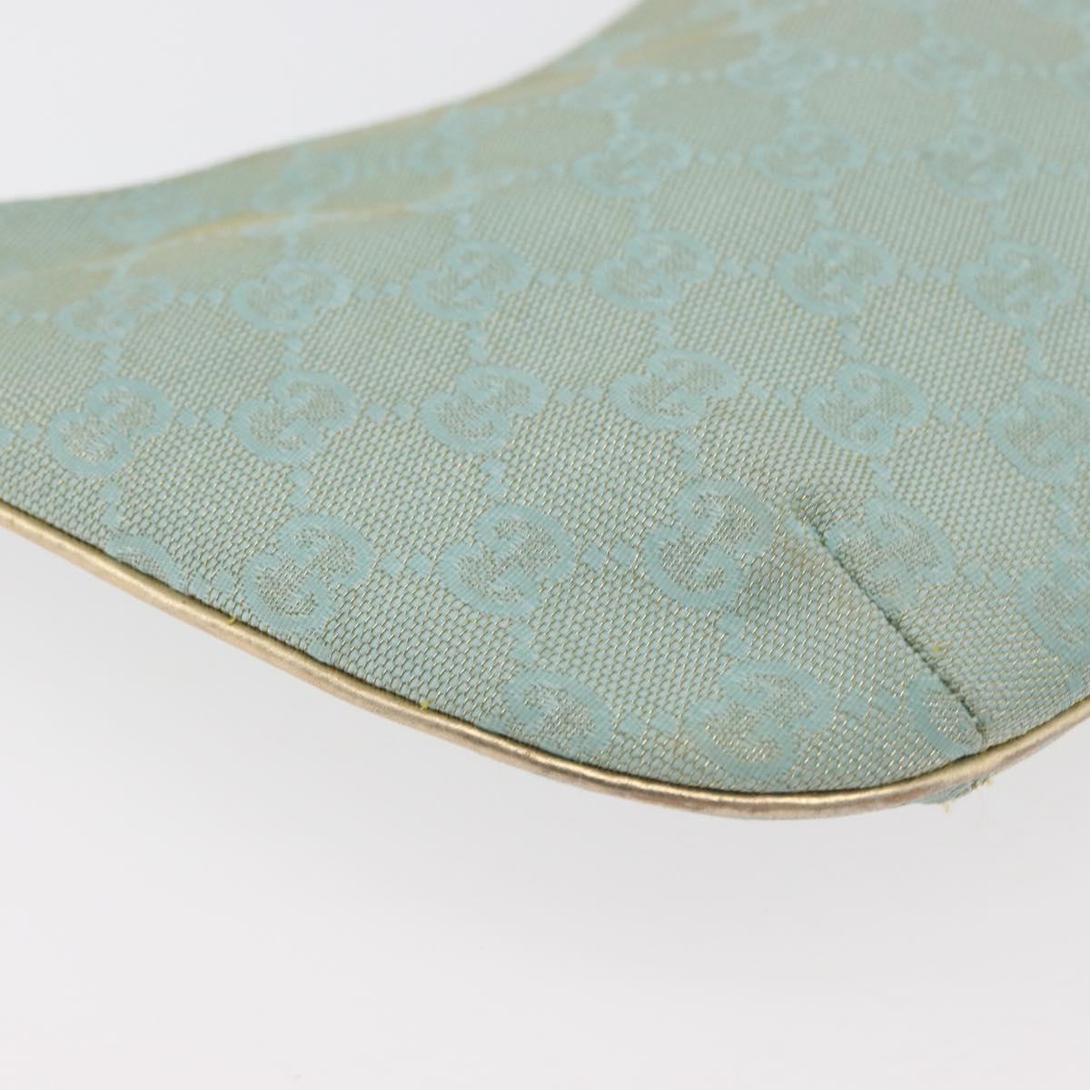 GUCCI GG Canvas Shoulder Bag Light Blue Gold 005 0813 Auth 176372A