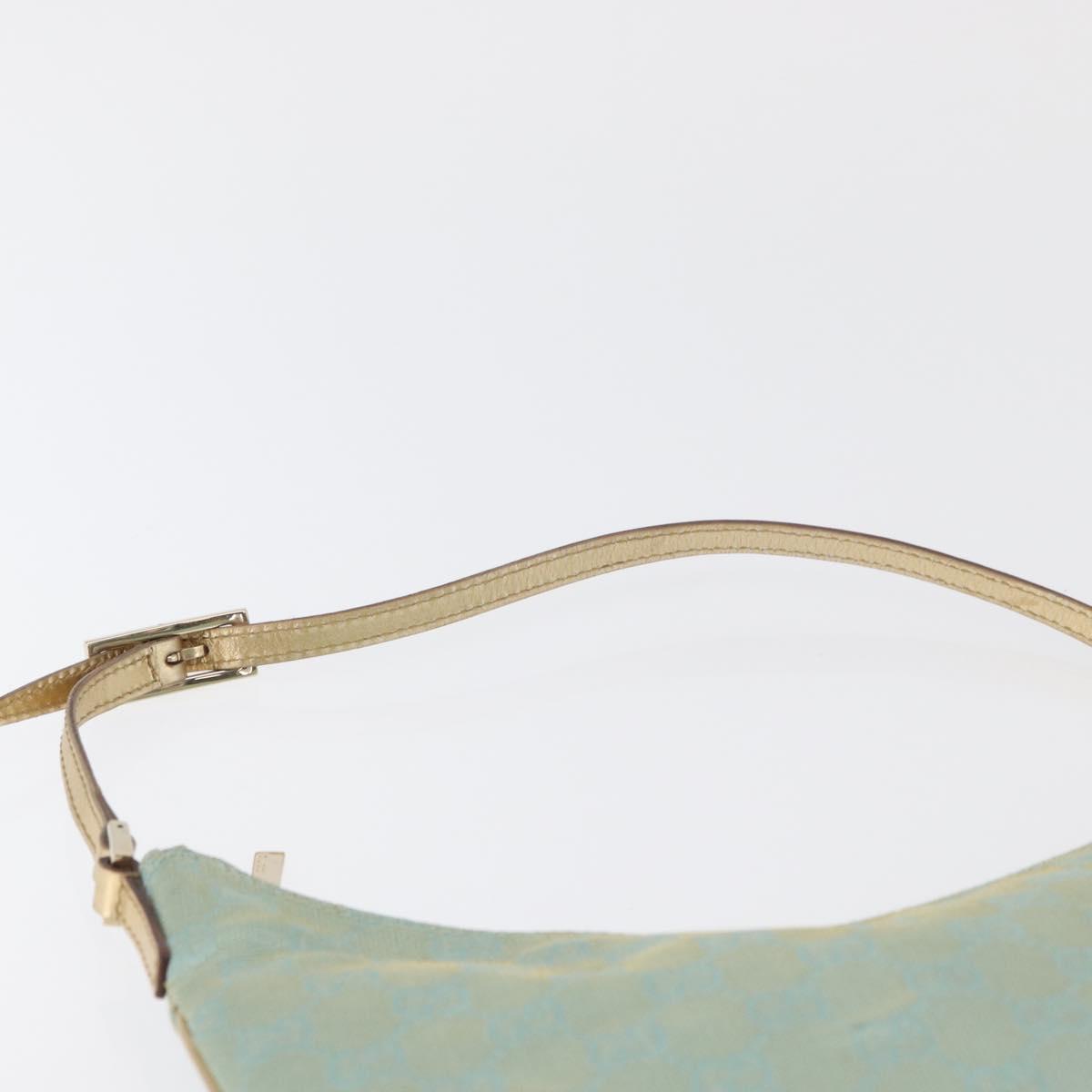 GUCCI GG Canvas Shoulder Bag Light Blue Gold 005 0813 Auth 176372A