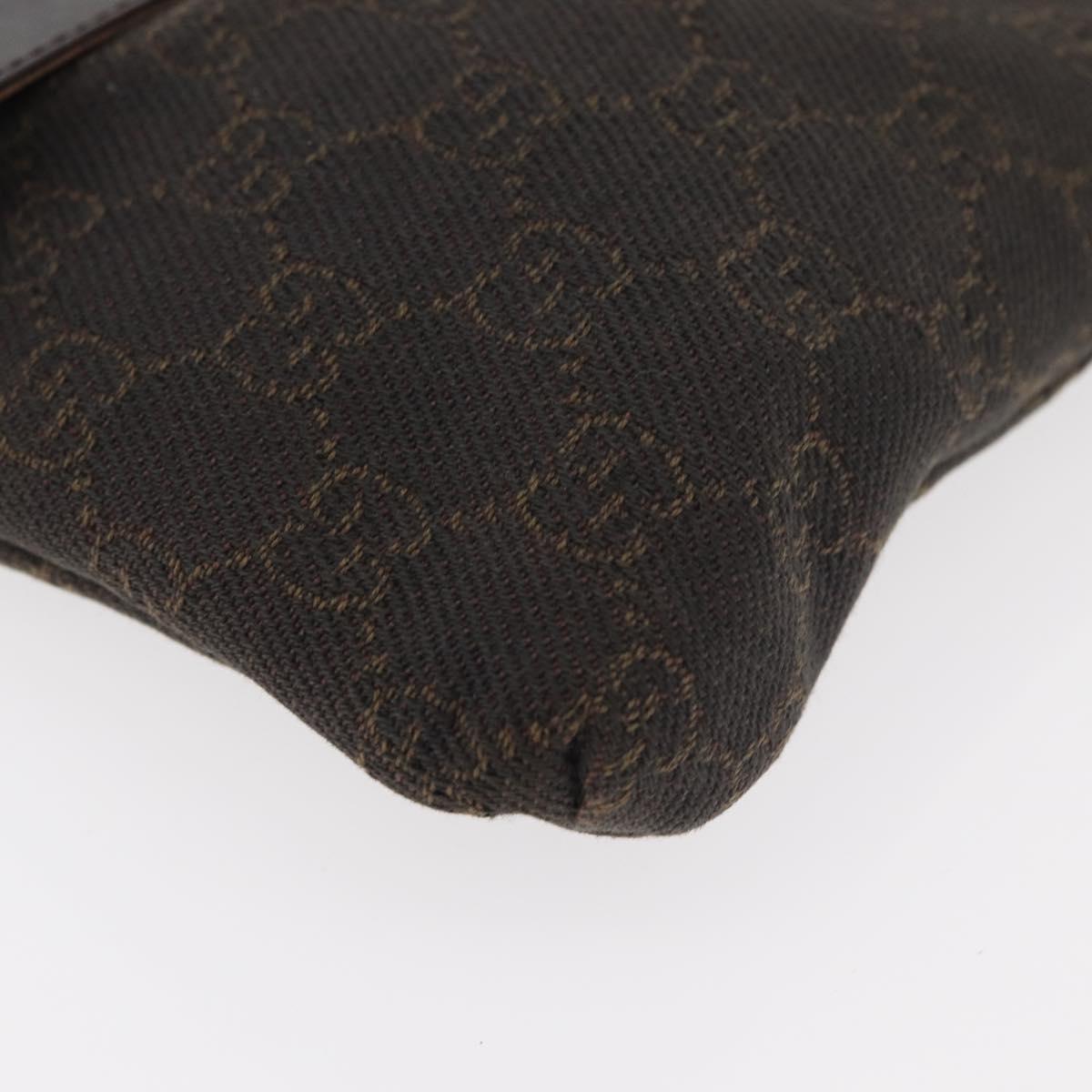 GUCCI GG Canvas Waist bag Dark Brown Silver 28566 Auth 176378