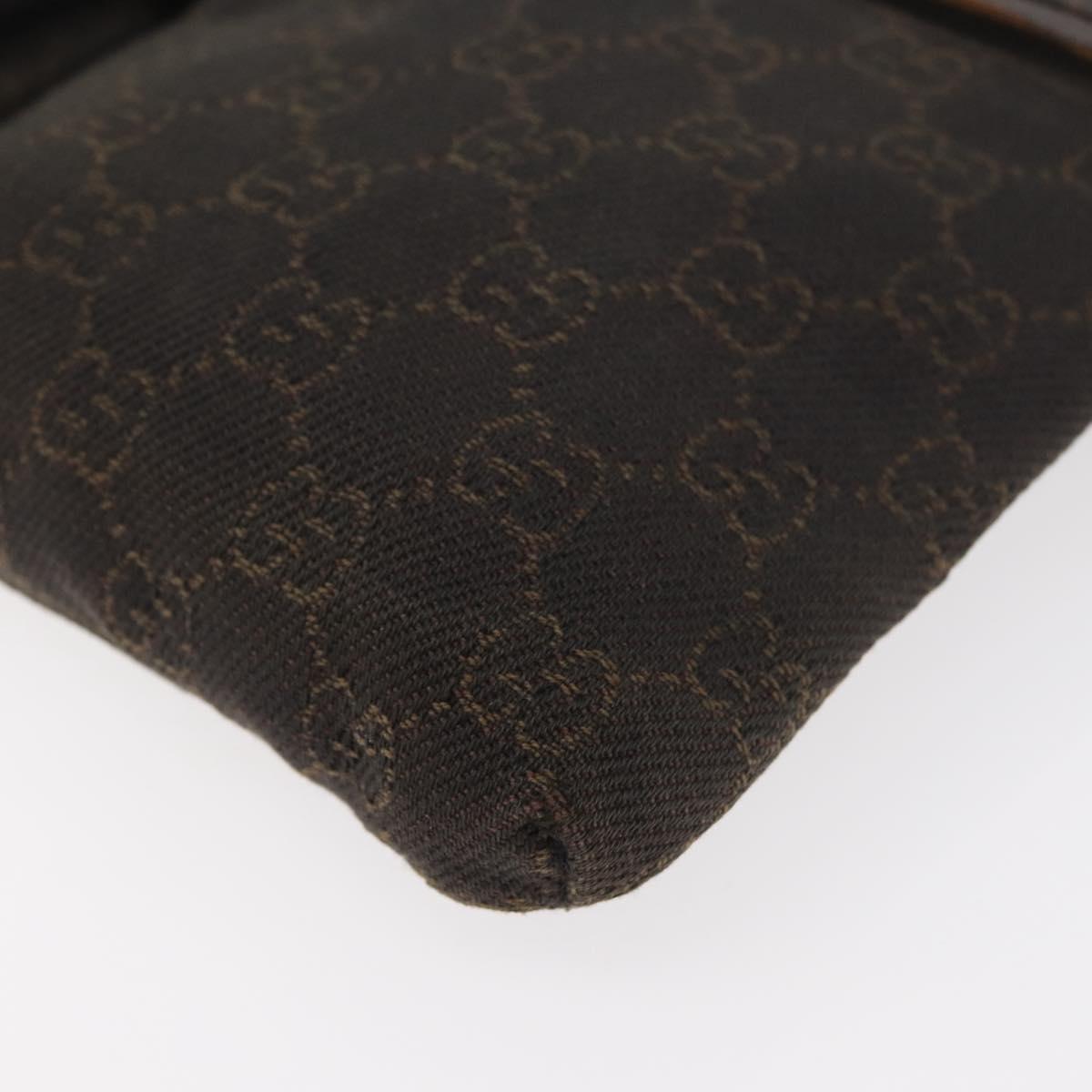GUCCI GG Canvas Waist bag Dark Brown Silver 28566 Auth 176378