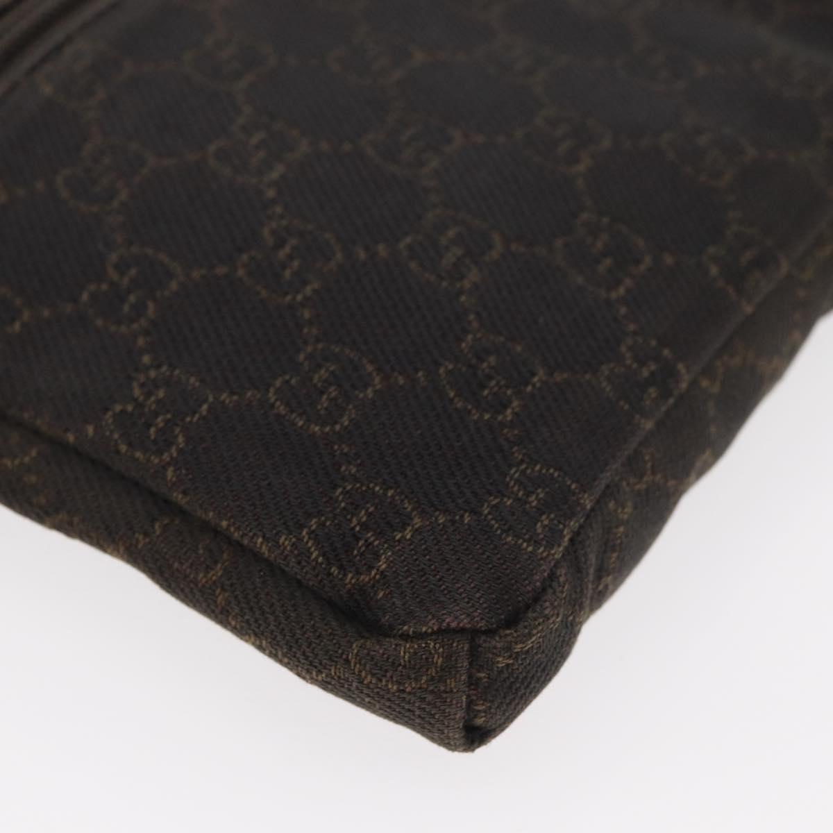 GUCCI GG Canvas Waist bag Dark Brown Silver 28566 Auth 176378