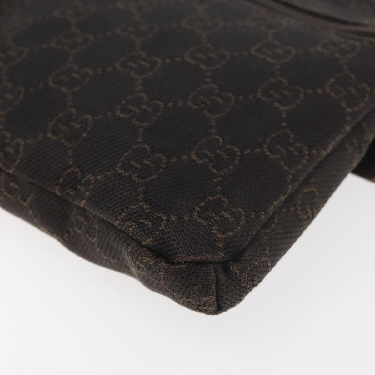 GUCCI GG Canvas Waist bag Dark Brown Silver 28566 Auth 176378