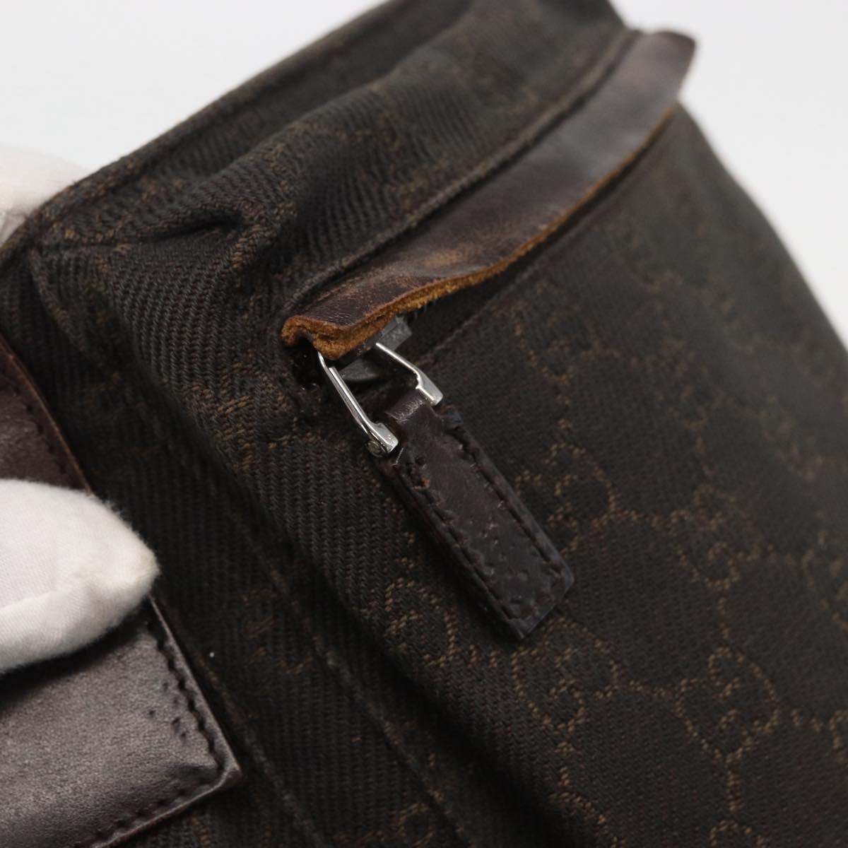 GUCCI GG Canvas Waist bag Dark Brown Silver 28566 Auth 176378