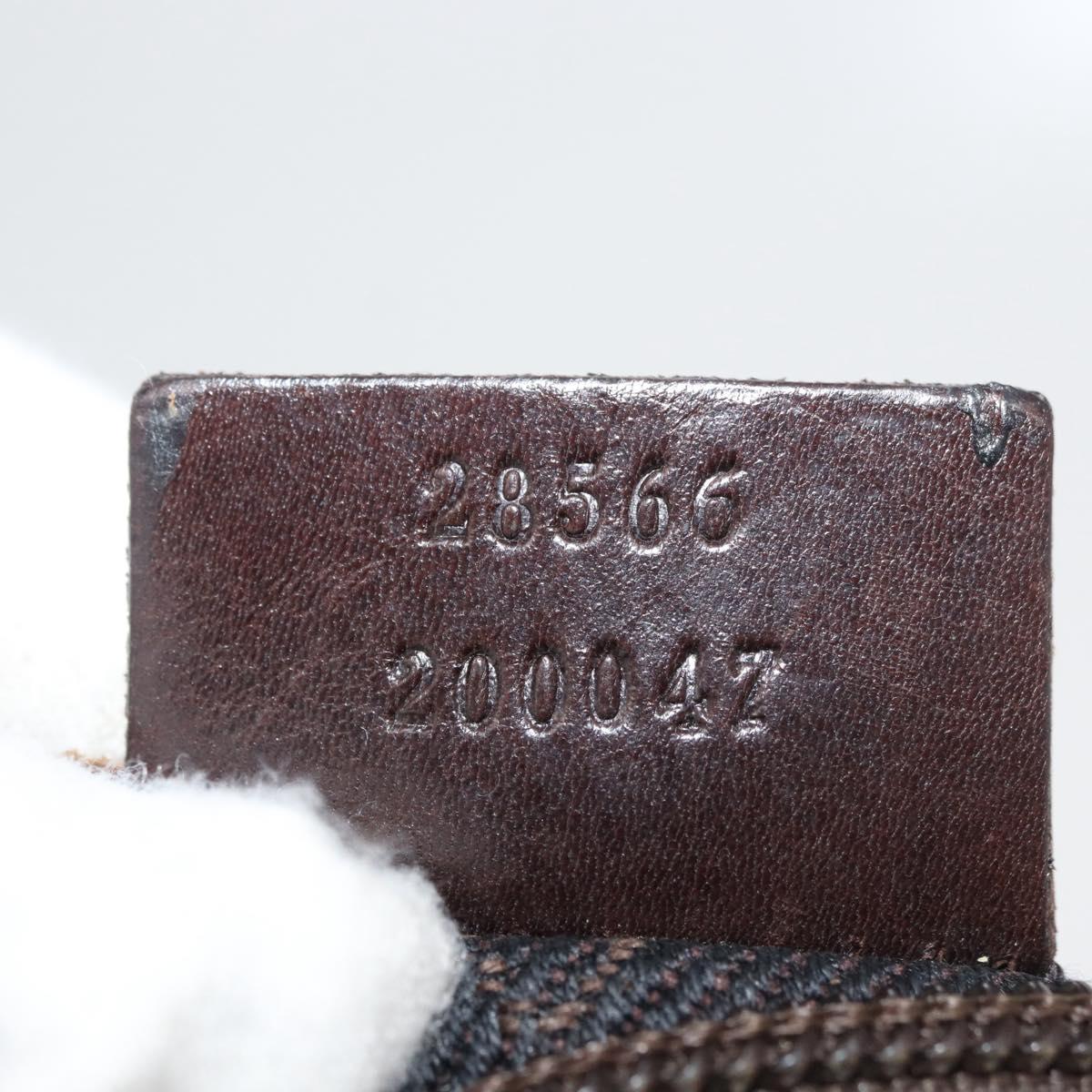 GUCCI GG Canvas Waist bag Dark Brown Silver 28566 Auth 176378