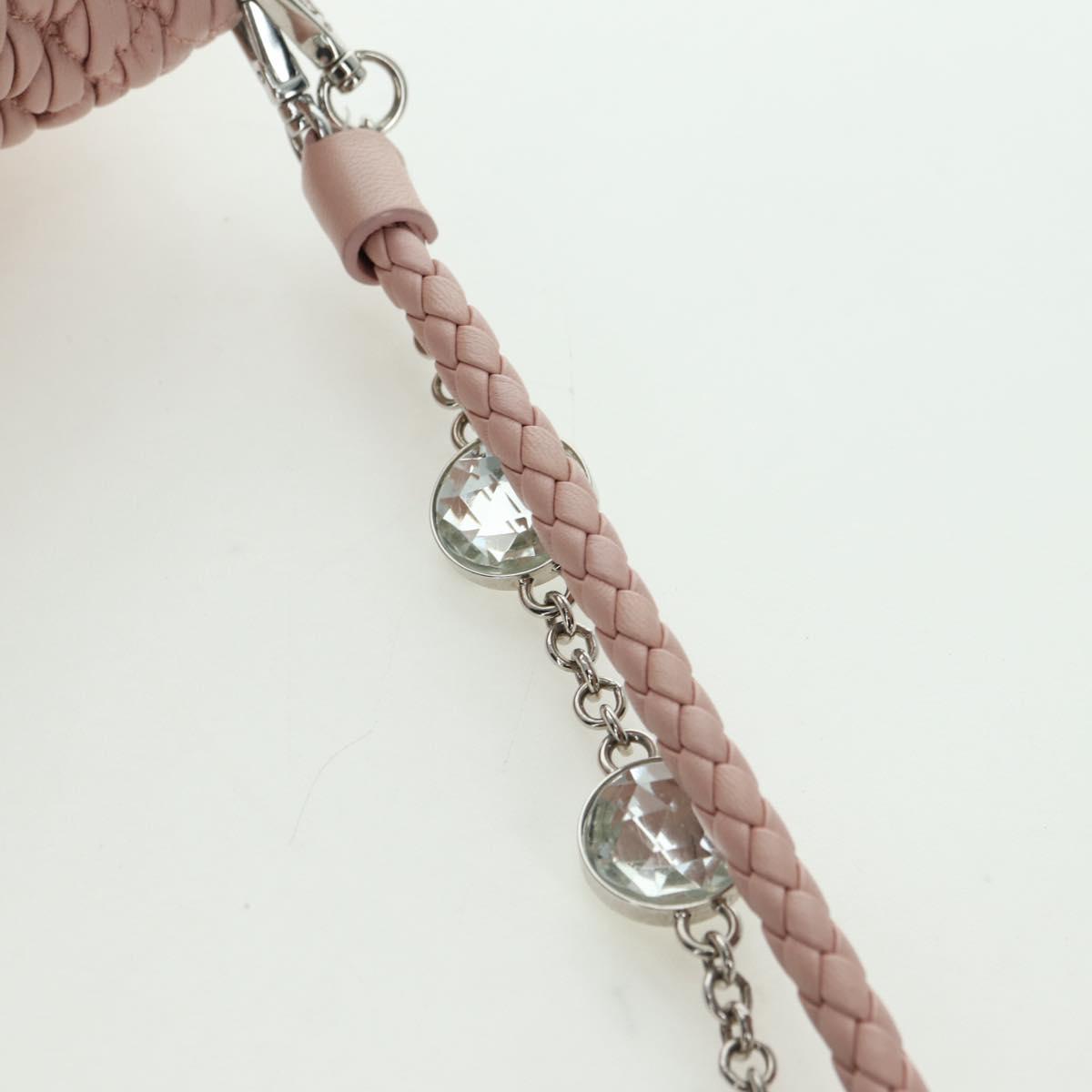 Miu Miu Matelasse Chain Shoulder Bag Leather 2way Pink Silver Auth 176382SAM