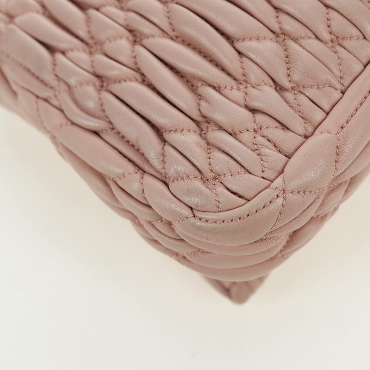 Miu Miu Matelasse Chain Shoulder Bag Leather 2way Pink Silver Auth 176382SAM