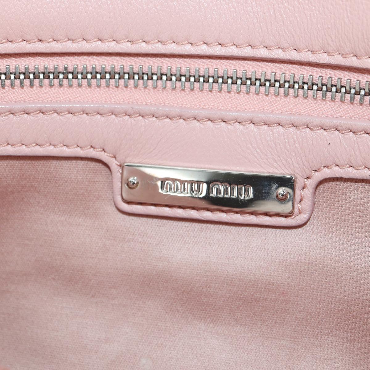 Miu Miu Matelasse Chain Shoulder Bag Leather 2way Pink Silver Auth 176382SAM