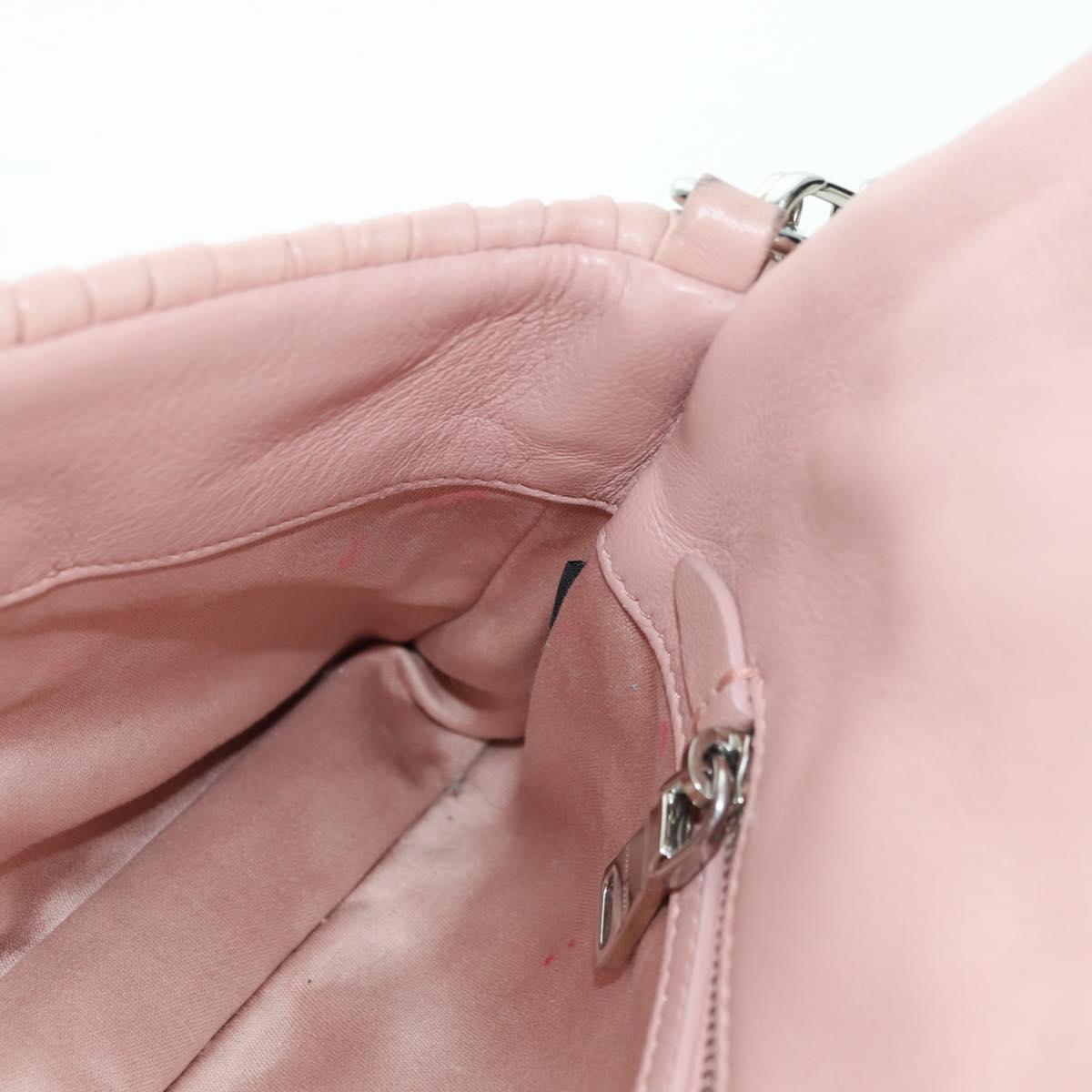 Miu Miu Matelasse Chain Shoulder Bag Leather 2way Pink Silver Auth 176382SAM