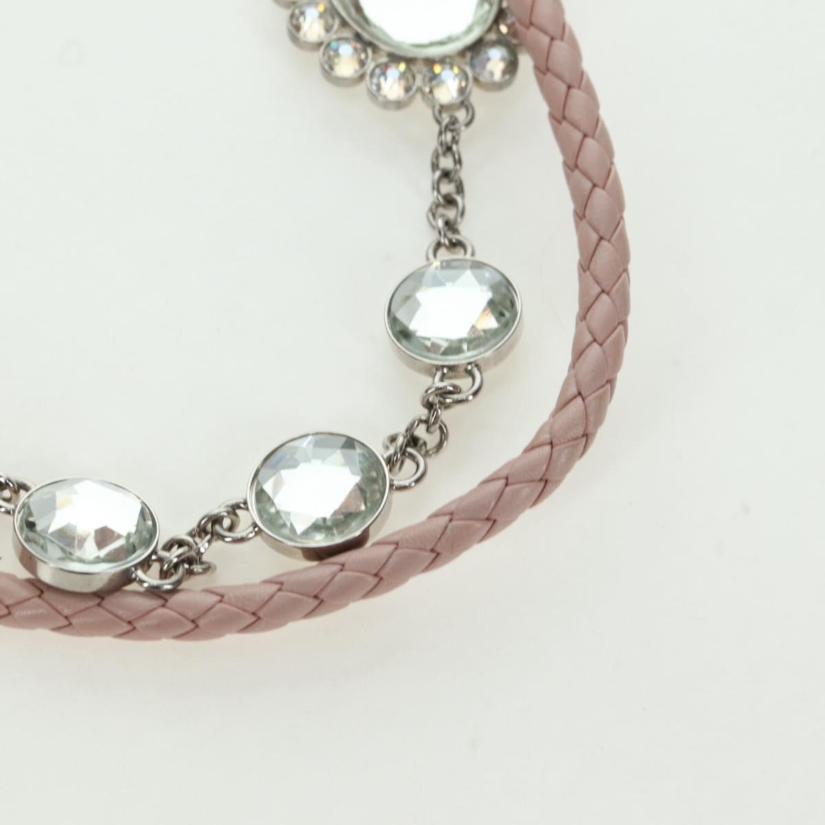 Miu Miu Matelasse Chain Shoulder Bag Leather 2way Pink Silver Auth 176382SAM