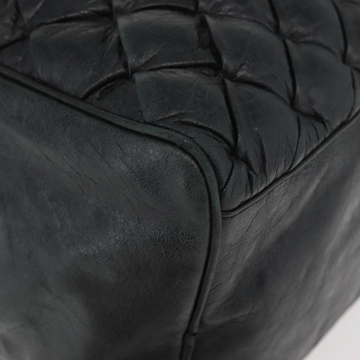 BALENCIAGA The Matelasse Hand Bag Leather Black Silver 168031 Auth 176383A
