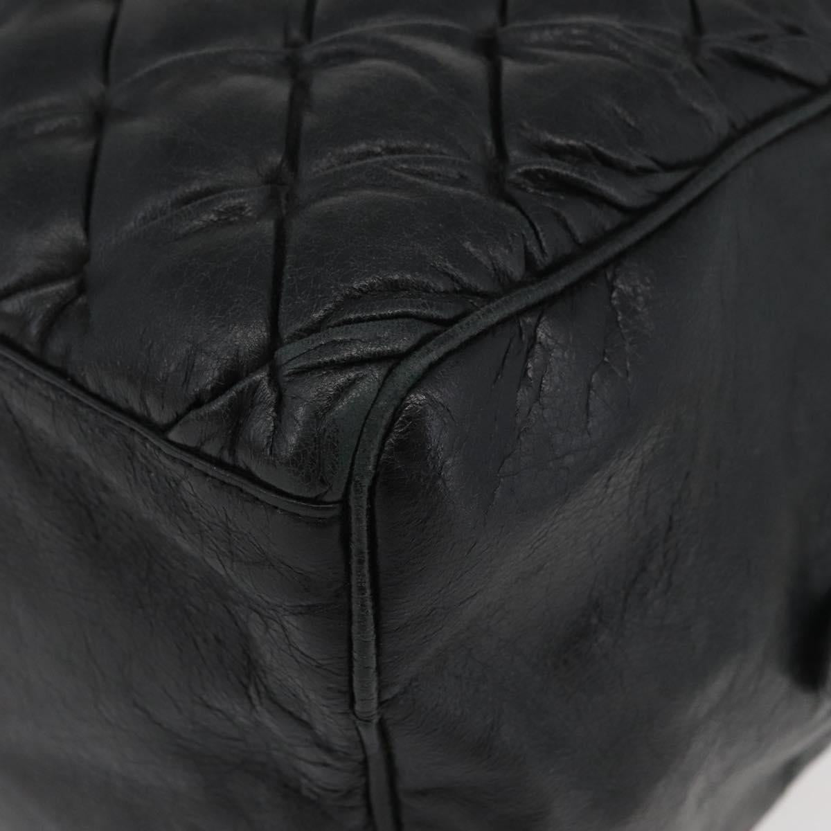 BALENCIAGA The Matelasse Hand Bag Leather Black Silver 168031 Auth 176383A