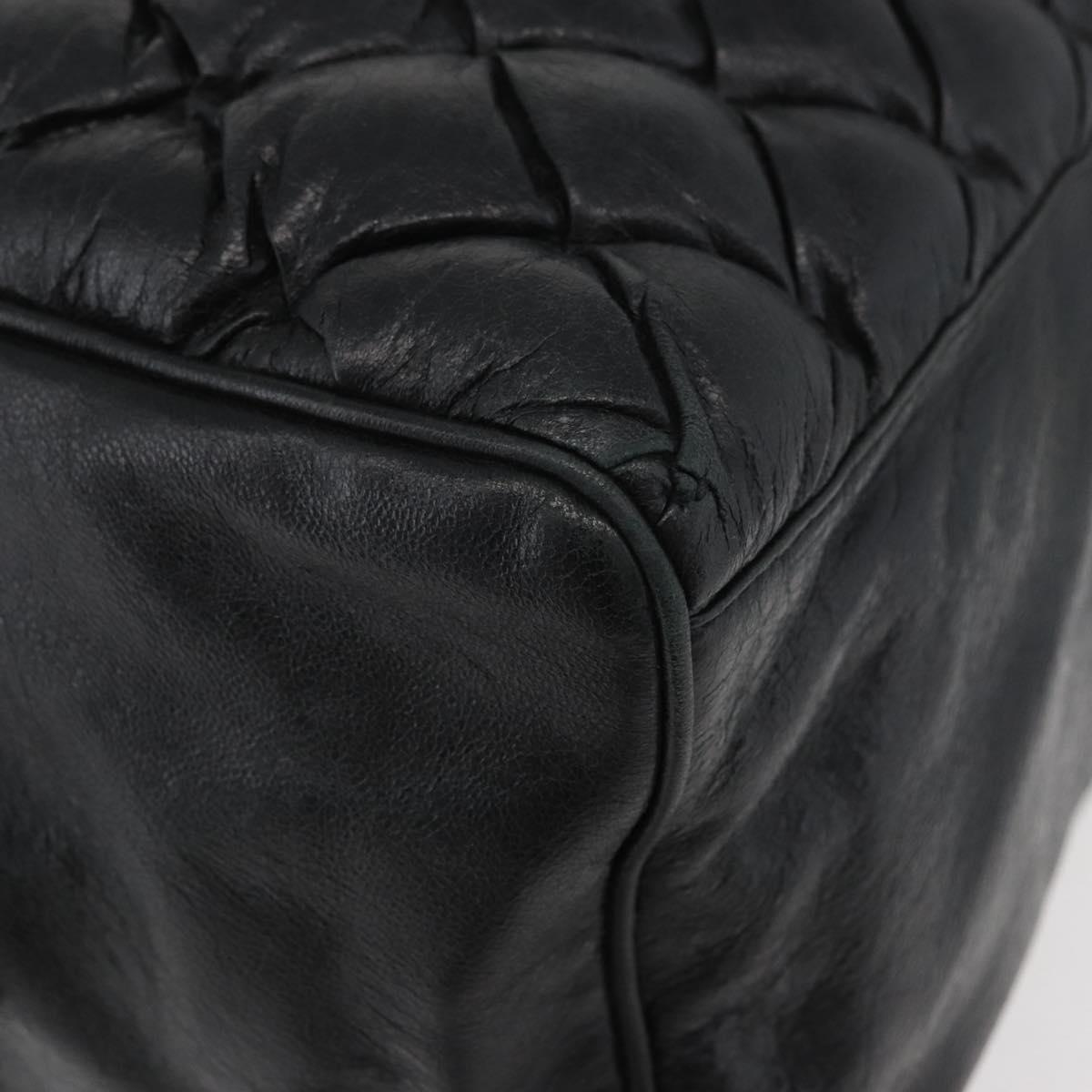BALENCIAGA The Matelasse Hand Bag Leather Black Silver 168031 Auth 176383A