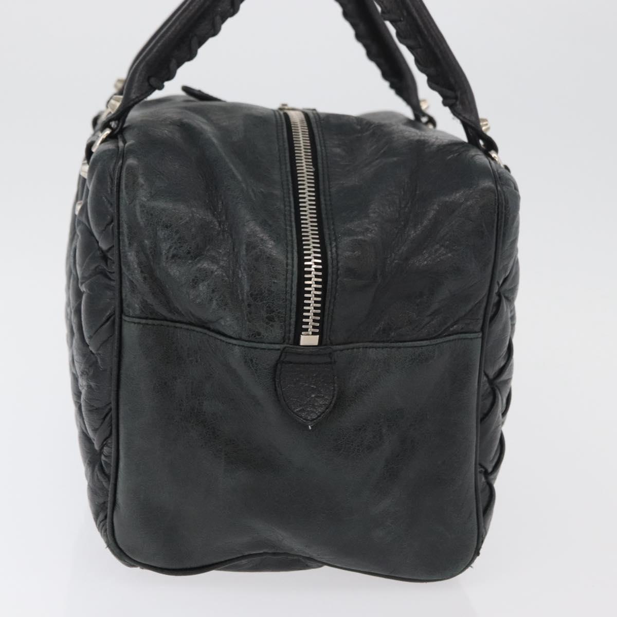 BALENCIAGA The Matelasse Hand Bag Leather Black Silver 168031 Auth 176383A