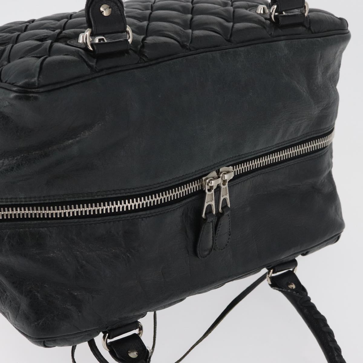 BALENCIAGA The Matelasse Hand Bag Leather Black Silver 168031 Auth 176383A