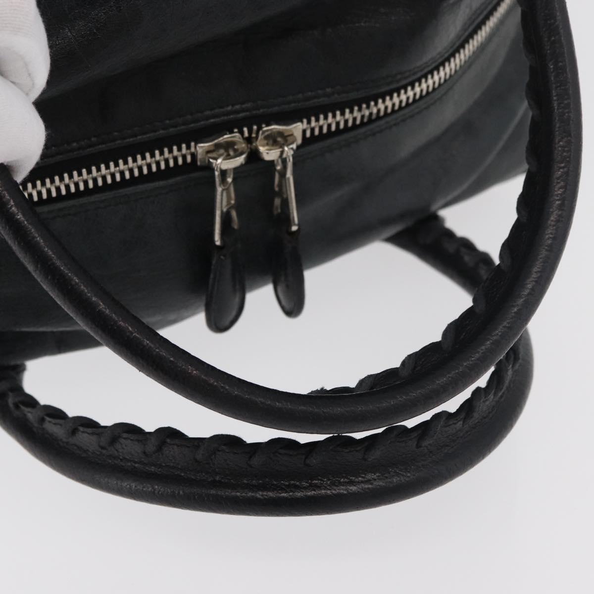 BALENCIAGA The Matelasse Hand Bag Leather Black Silver 168031 Auth 176383A