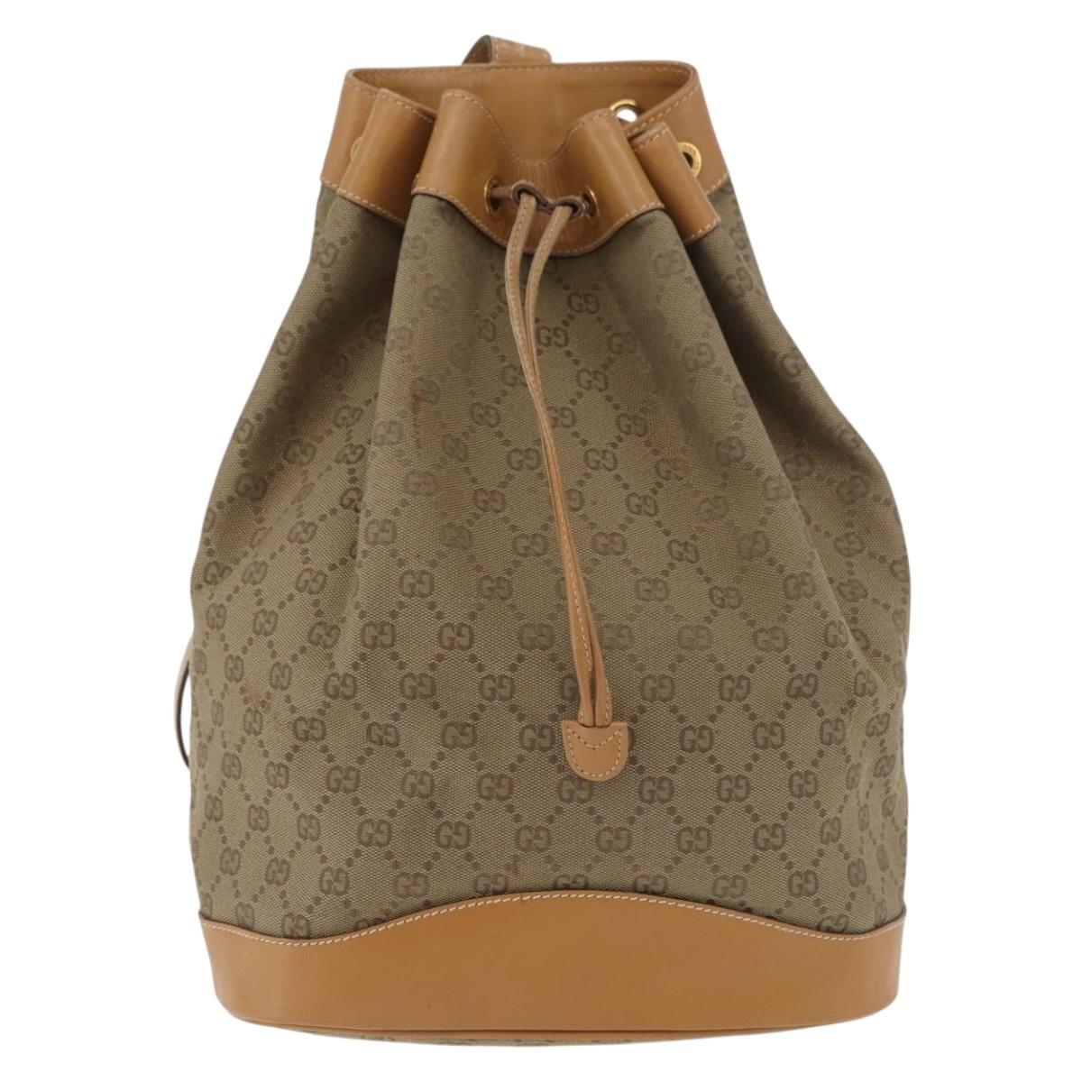 GUCCI GG Canvas Purse Shoulder Bag Beige Gold Auth 176405