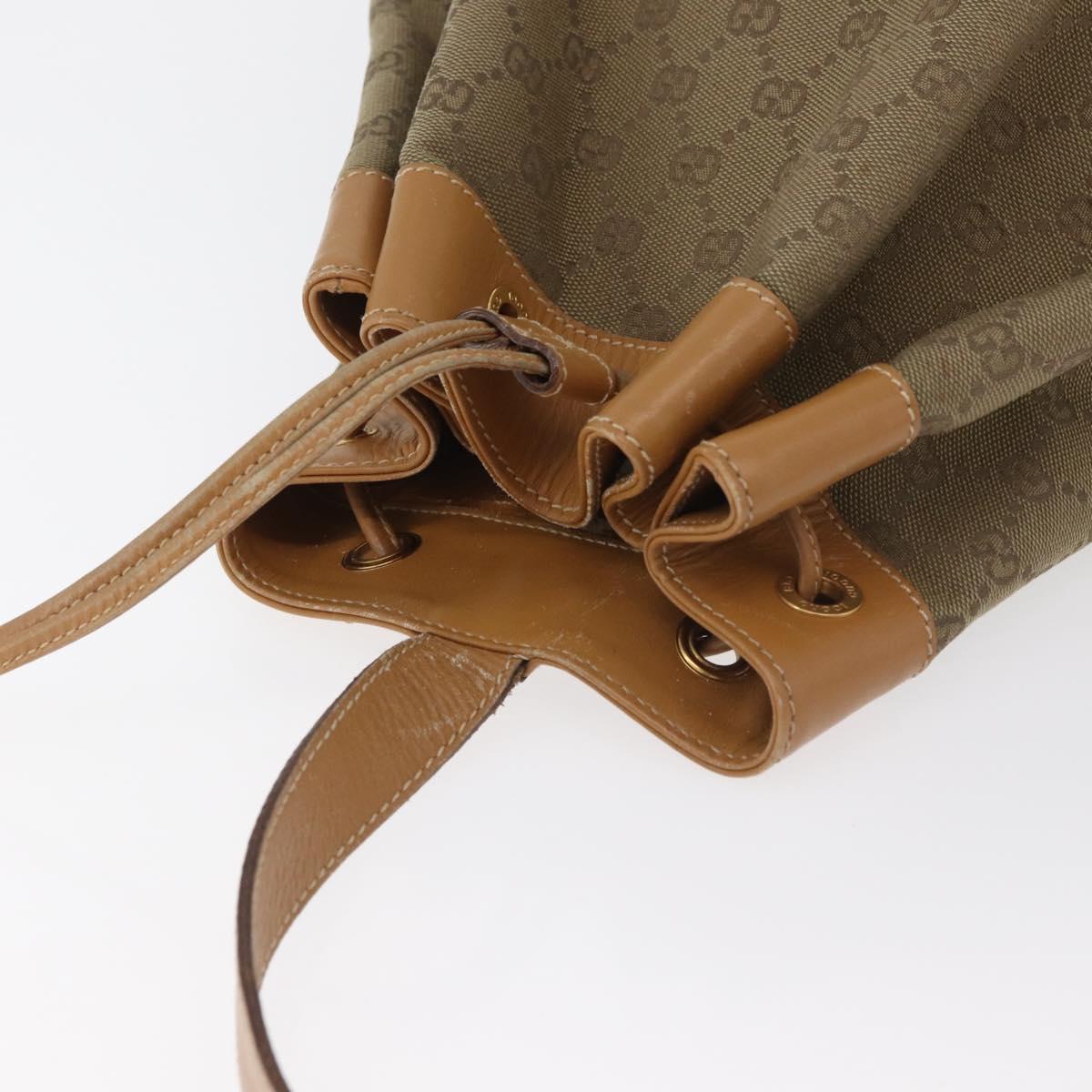 GUCCI GG Canvas Purse Shoulder Bag Beige Gold Auth 176405