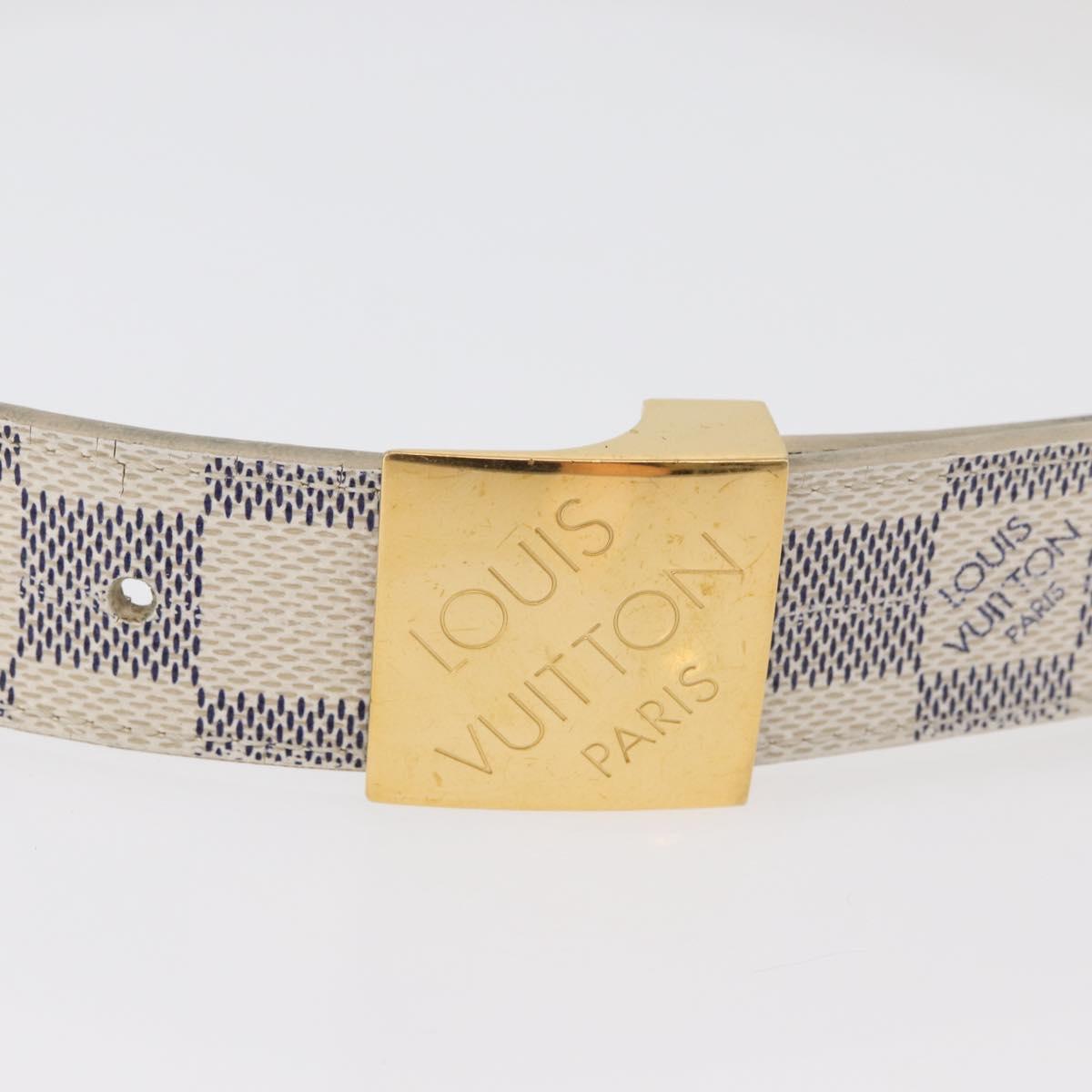 LOUIS VUITTON Damier Azur Ceinture Carre Belt 40.2"" M9678 LV Auth 176407