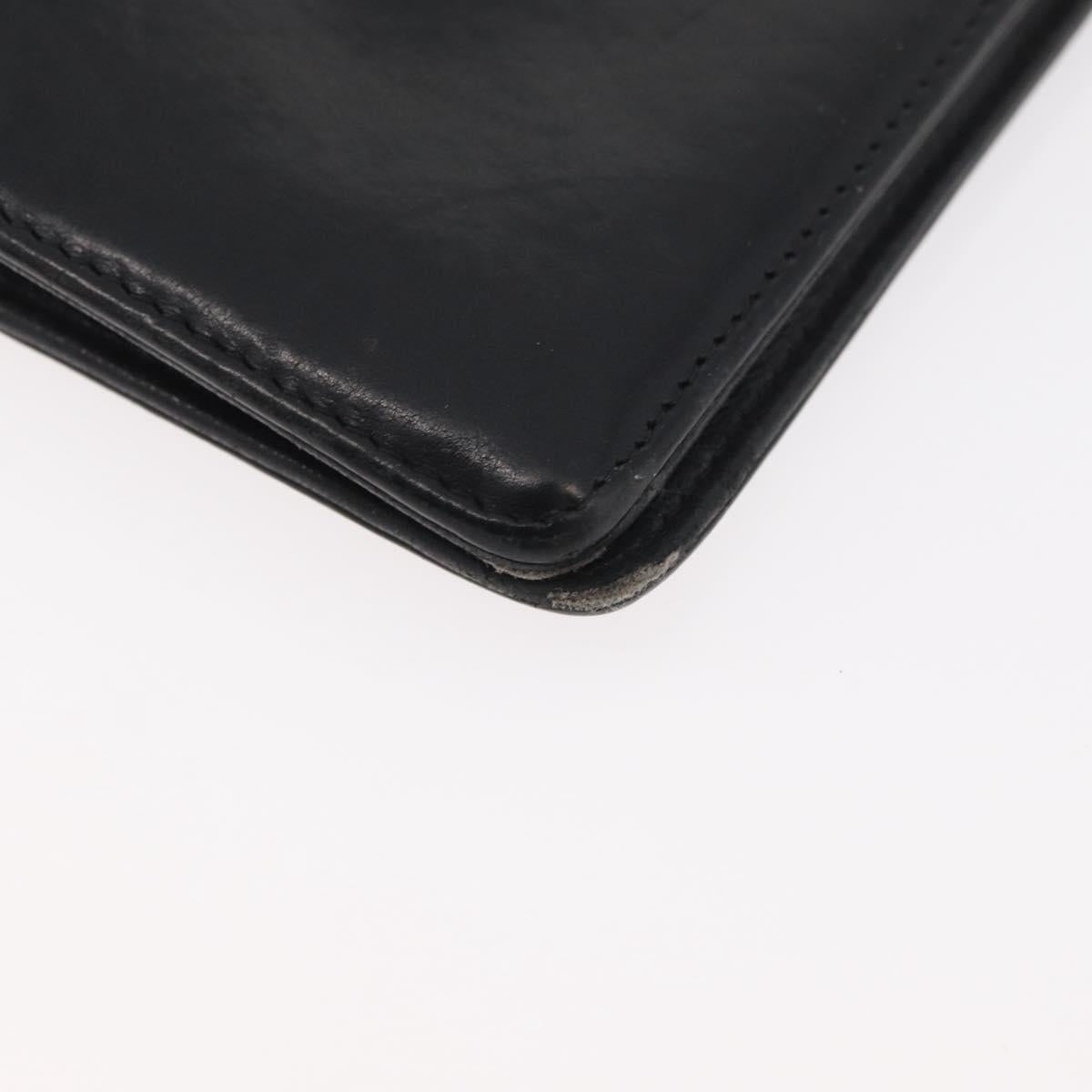 CHANEL Long Wallet Leather Black CC Auth 176410