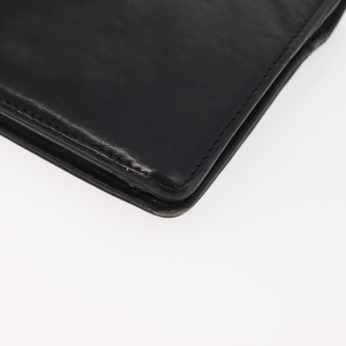 CHANEL Long Wallet Leather Black CC Auth 176410