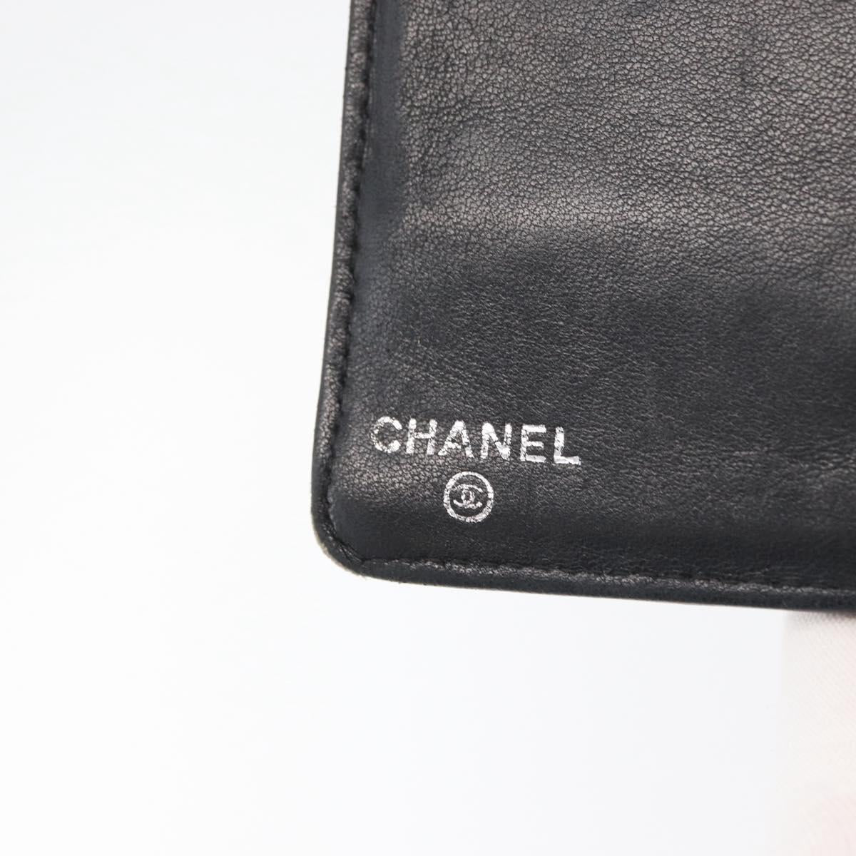 CHANEL Long Wallet Leather Black CC Auth 176410