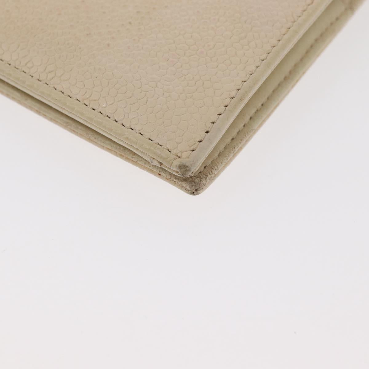 CHANEL Long Wallet Caviar Skin Beige Gold CC Auth 176411