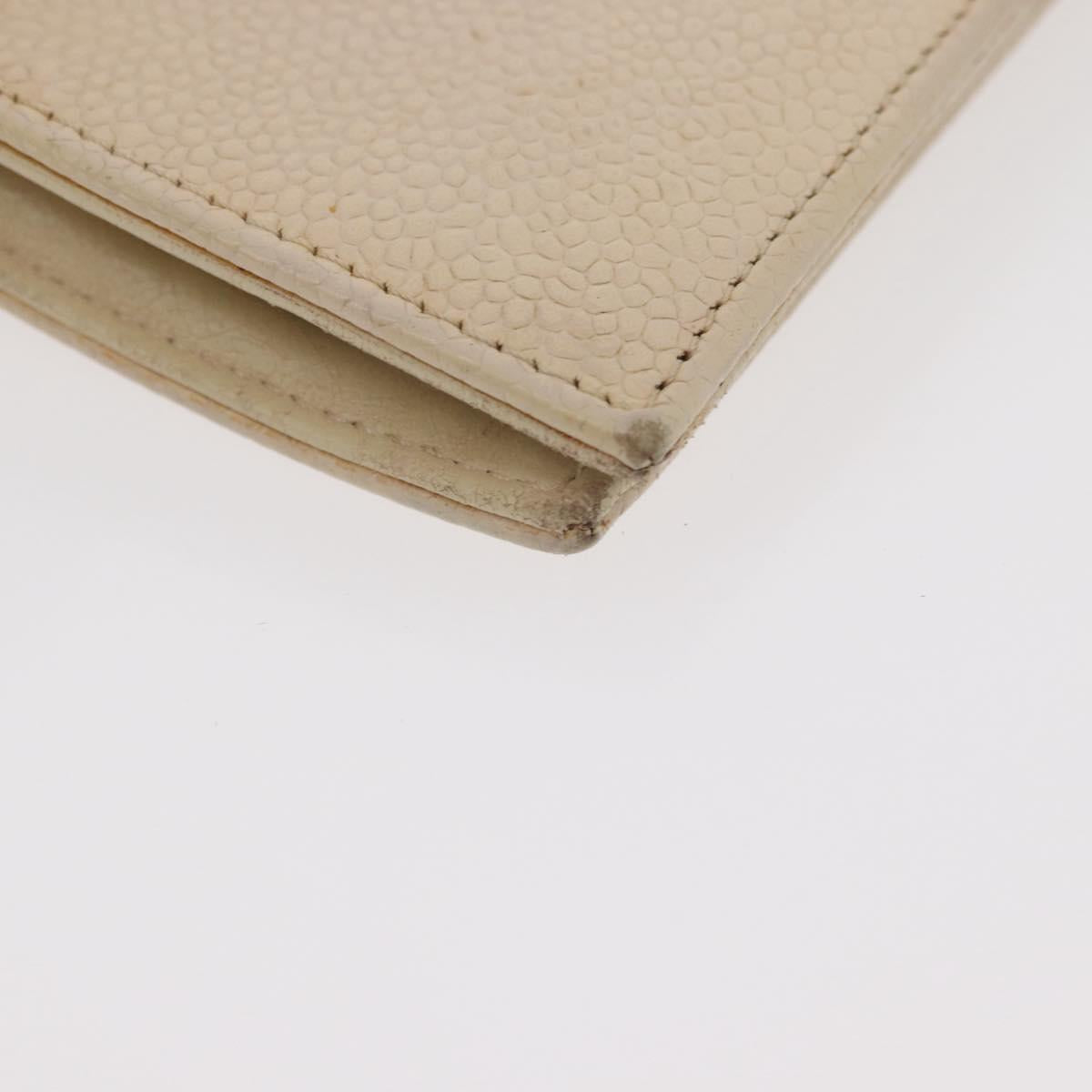 CHANEL Long Wallet Caviar Skin Beige Gold CC Auth 176411