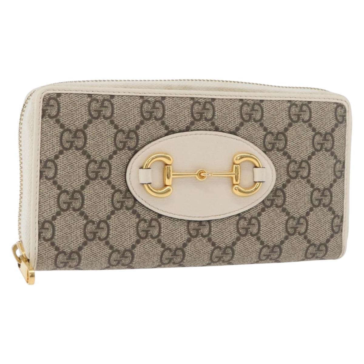GUCCI Horsebit Long Wallet PVC Beige Gold 621889 Auth 176415A