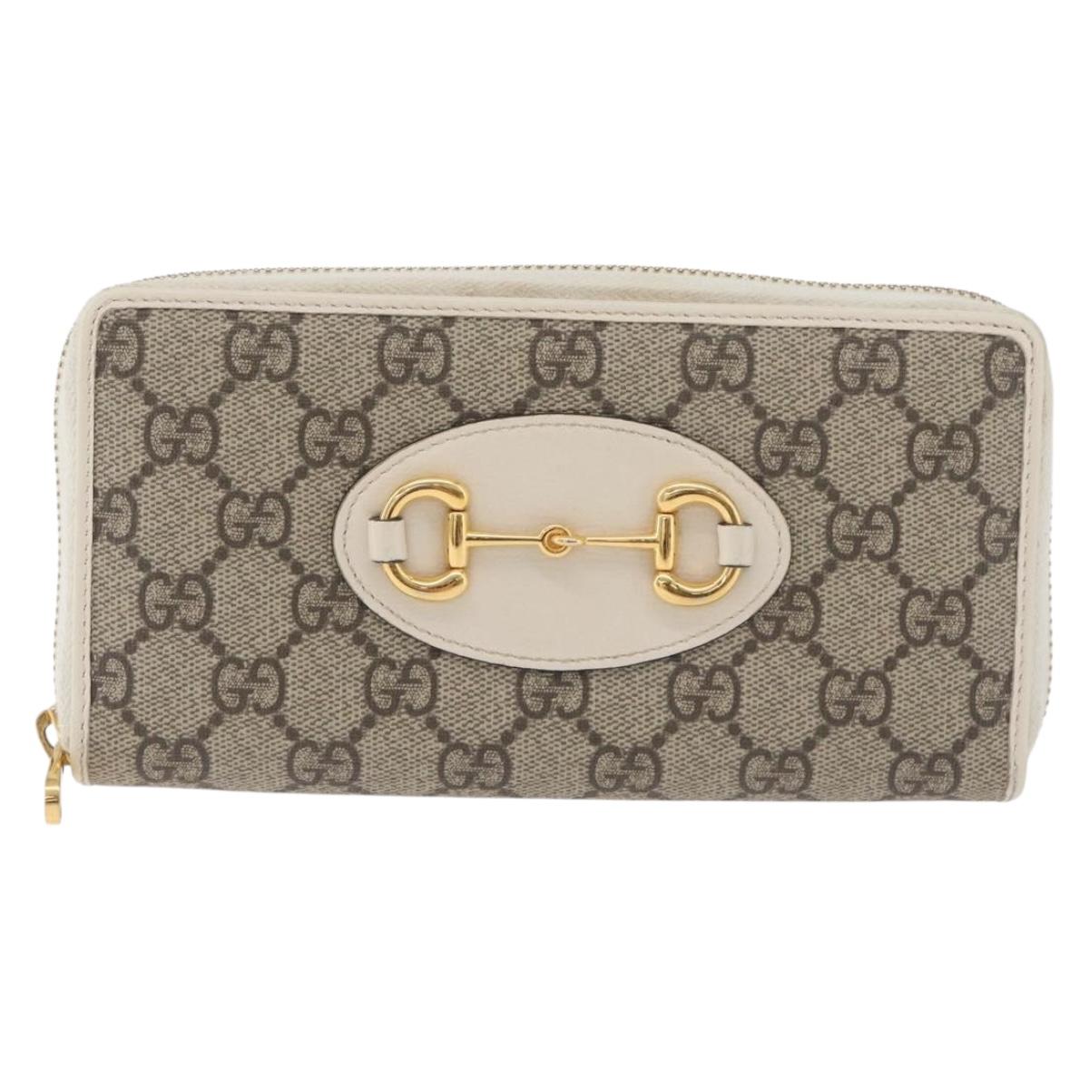GUCCI Horsebit Long Wallet PVC Beige Gold 621889 Auth 176415A