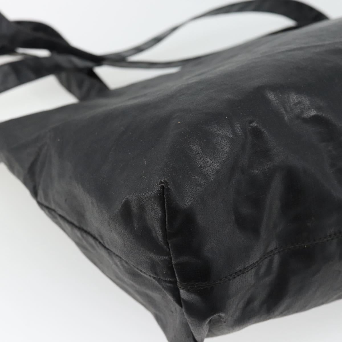 CHANEL Tote Bag Coated Canvas Black CC Auth 176418