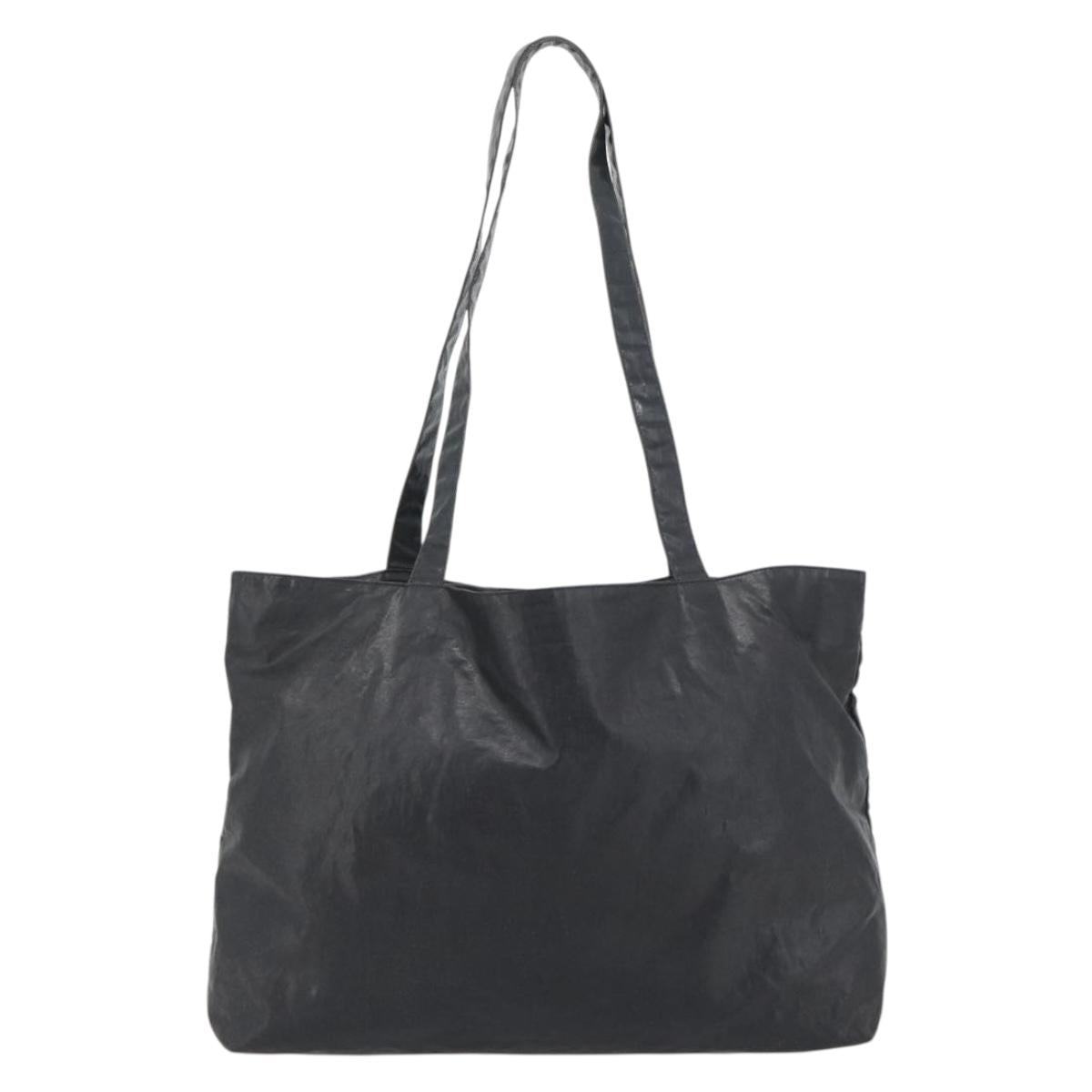 CHANEL Tote Bag Coated Canvas Black CC Auth 176418