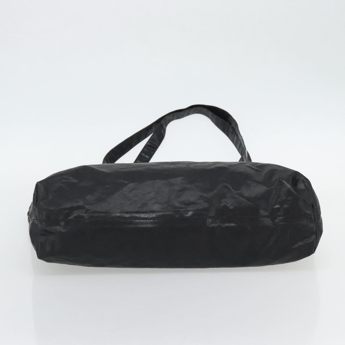 CHANEL Tote Bag Coated Canvas Black CC Auth 176418