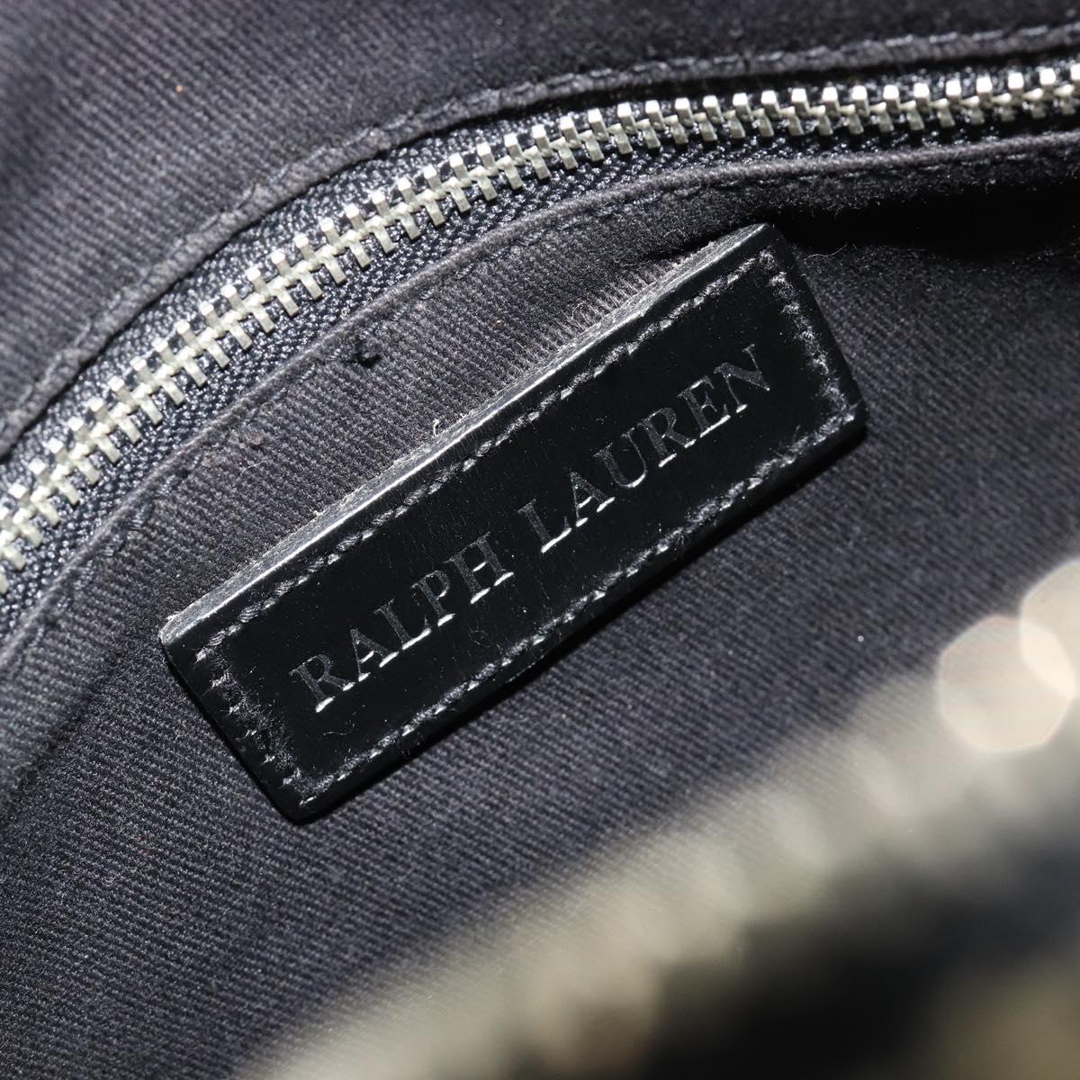 Polo Ralph Lauren Hand Bag Leather PVC Black Silver Auth 176420A