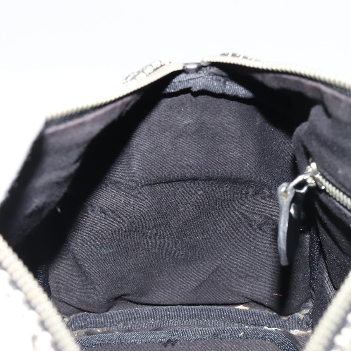 Polo Ralph Lauren Hand Bag Leather PVC Black Silver Auth 176420A