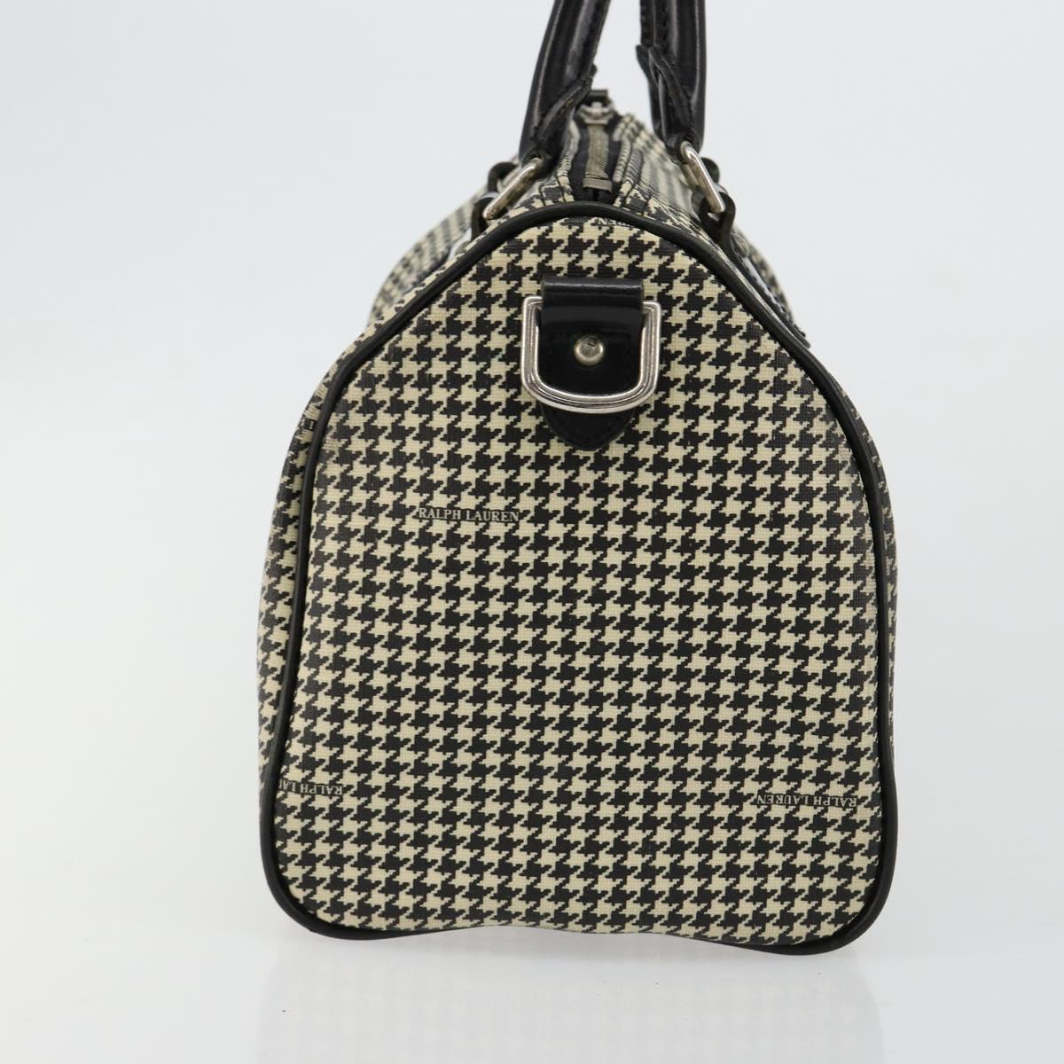 Polo Ralph Lauren Hand Bag Leather PVC Black Silver Auth 176420A