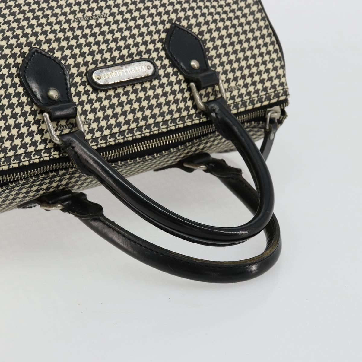 Polo Ralph Lauren Hand Bag Leather PVC Black Silver Auth 176420A