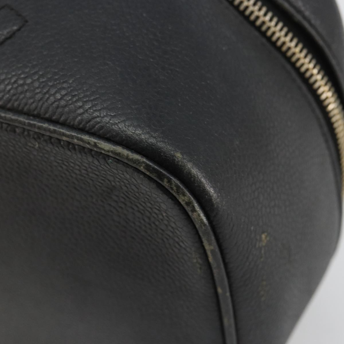 CHANEL Vanity Hand Bag Caviar Skin Black Gold CC Auth 176421