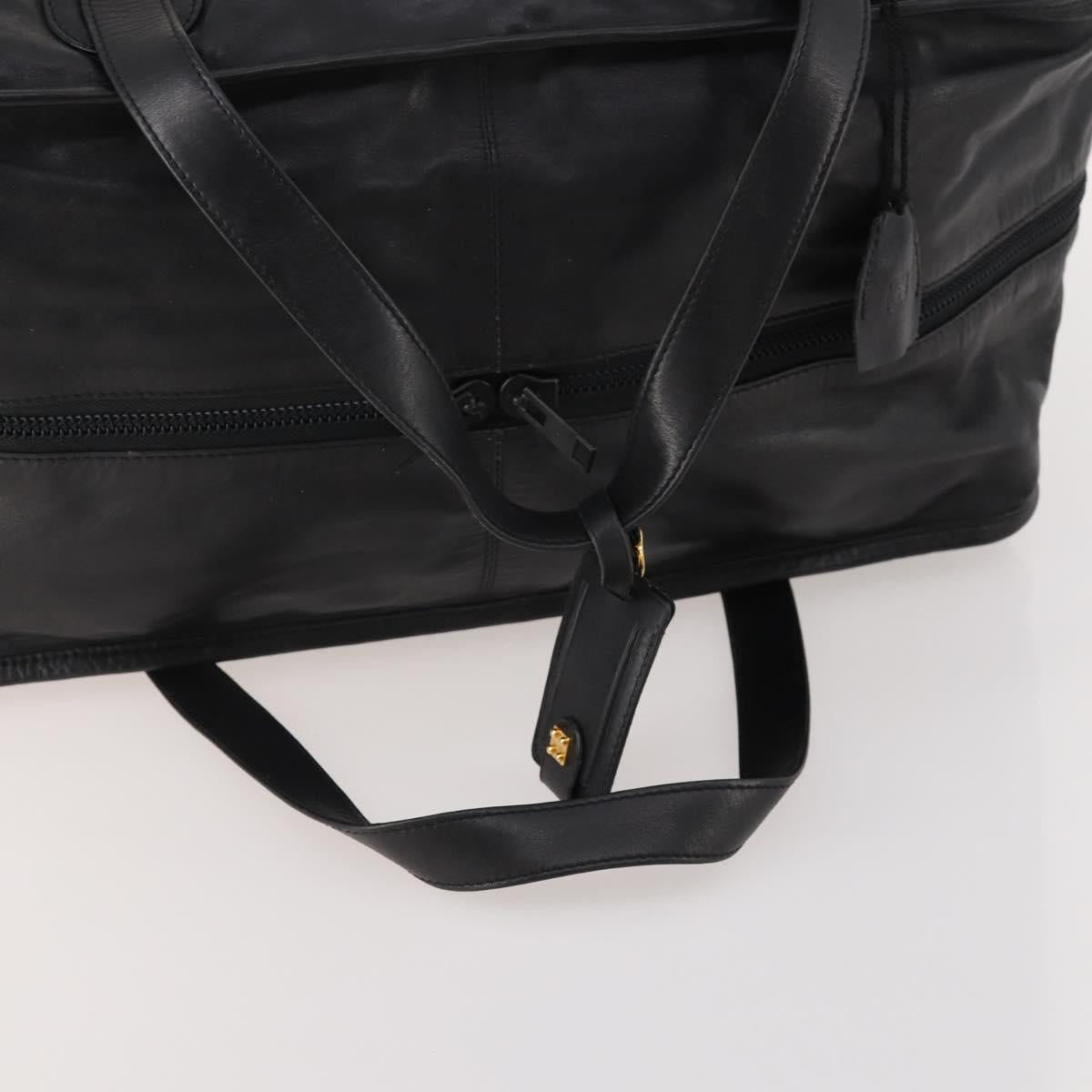 LOEWE Anagram Boston Bag Leather Black Gold Auth 176423