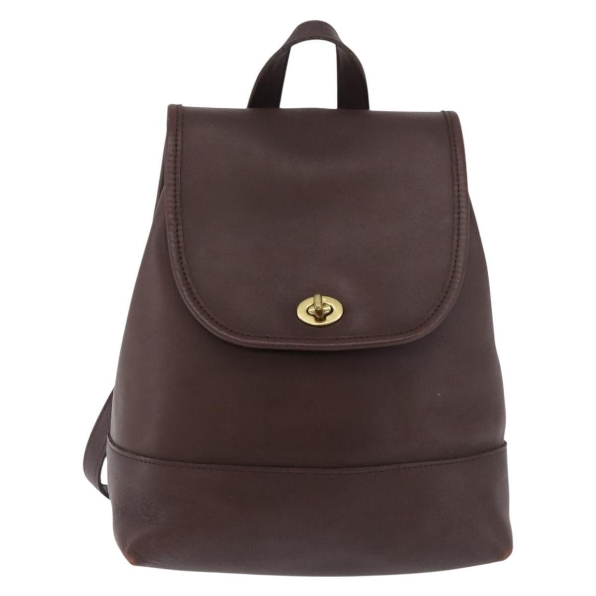 Coach Backpack Leather Brown Gold Auth 176433