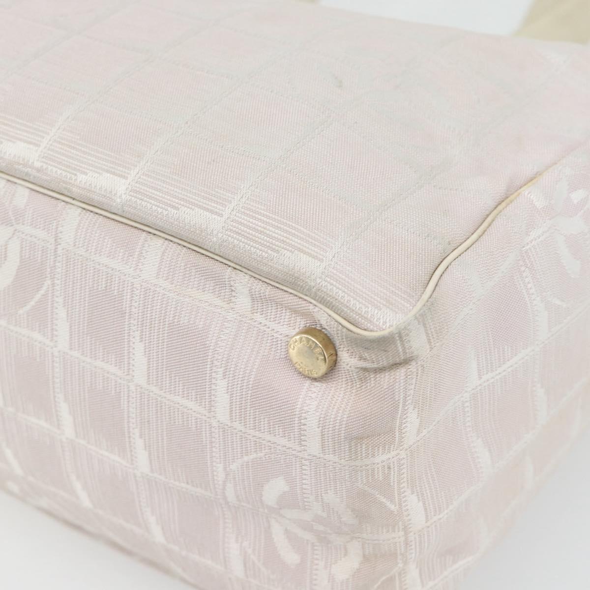 CHANEL New Travel Line Tote Bag Nylon Pink Gold CC Auth 176440