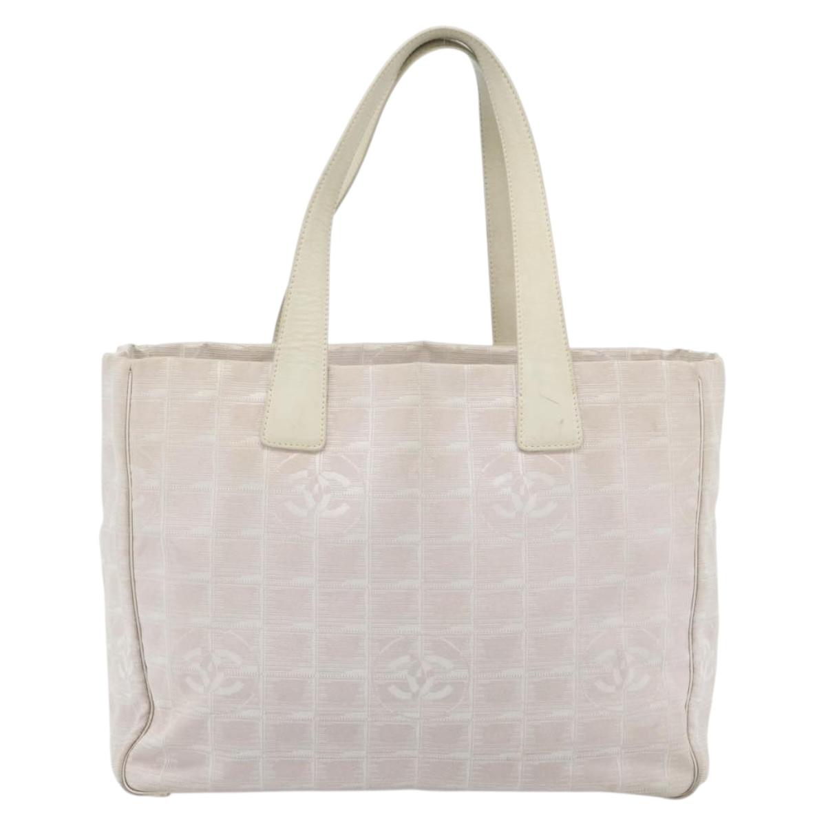 CHANEL New Travel Line Tote Bag Nylon Pink Gold CC Auth 176440