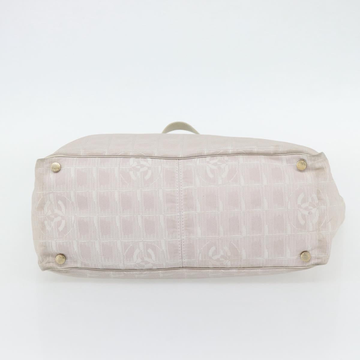 CHANEL New Travel Line Tote Bag Nylon Pink Gold CC Auth 176440