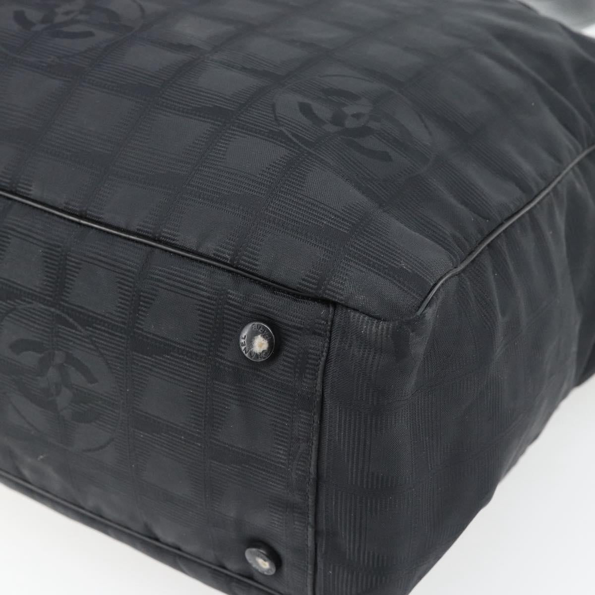 CHANEL New Travel Line Tote Bag Nylon Black CC Auth 176441