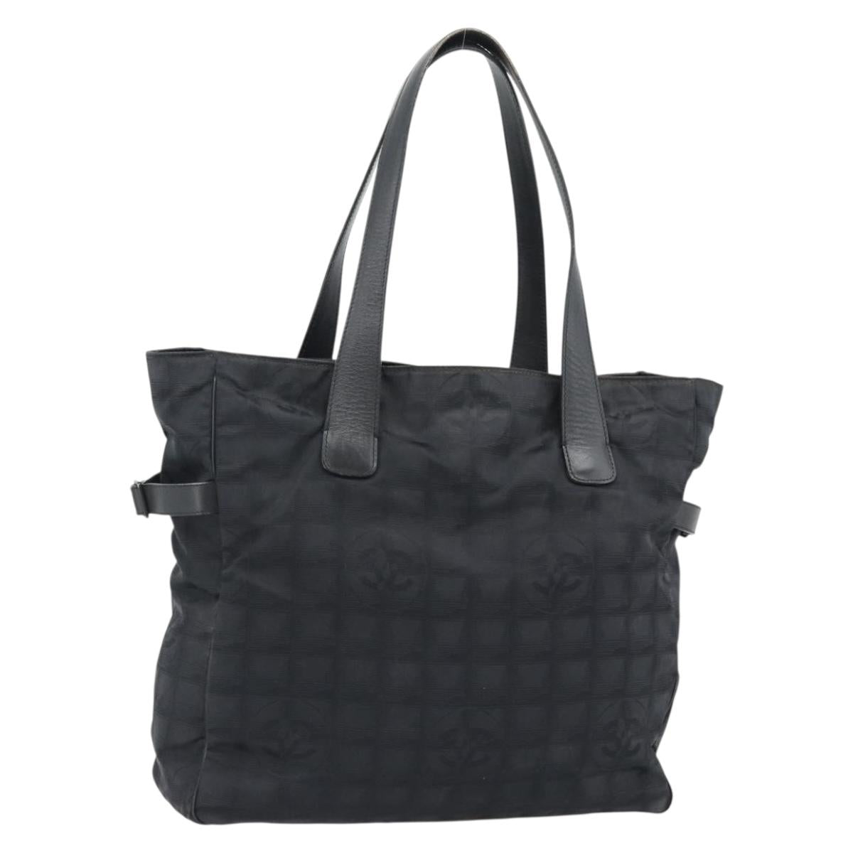 CHANEL New Travel Line Tote Bag Nylon Black CC Auth 176441