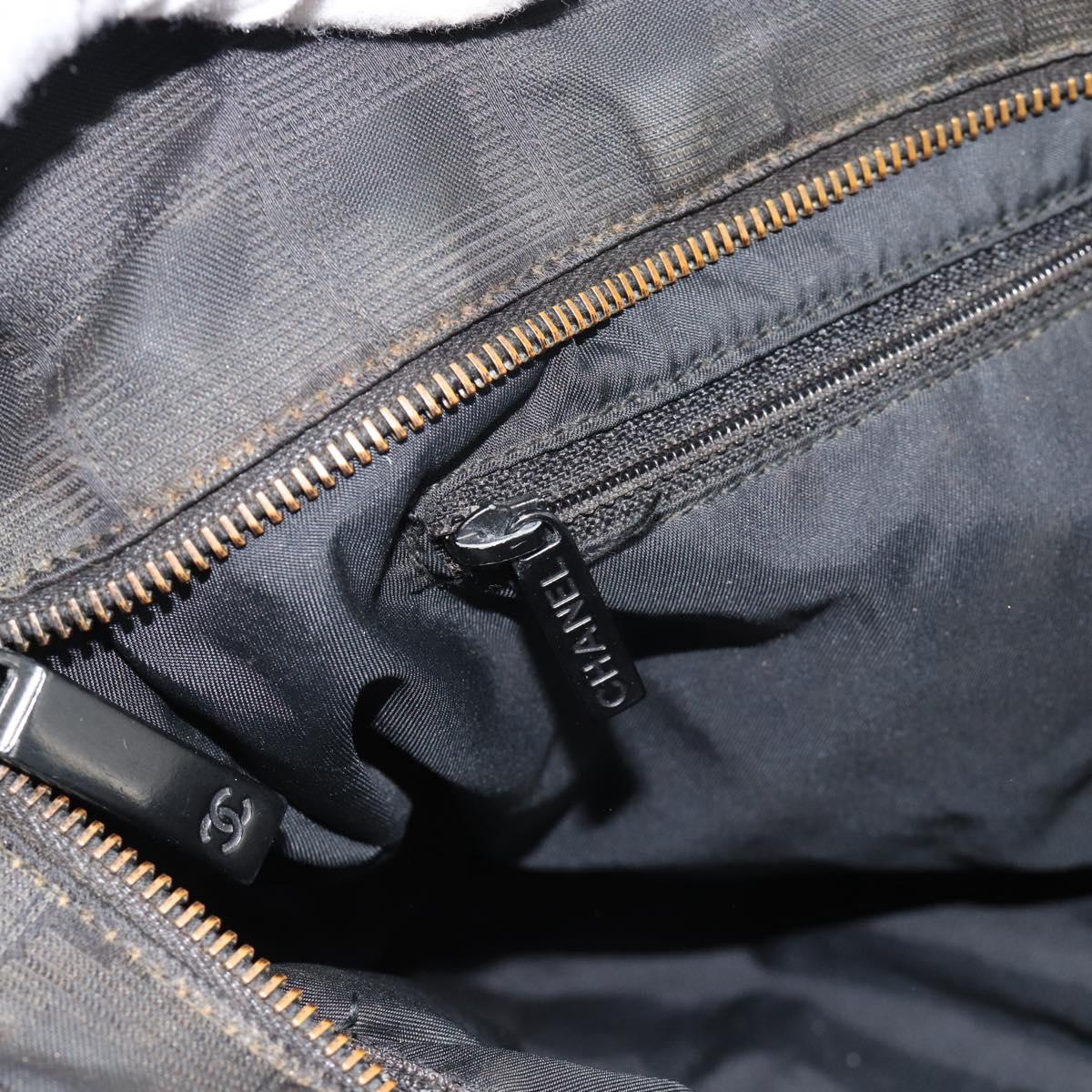 CHANEL New Travel Line Tote Bag Nylon Black CC Auth 176441