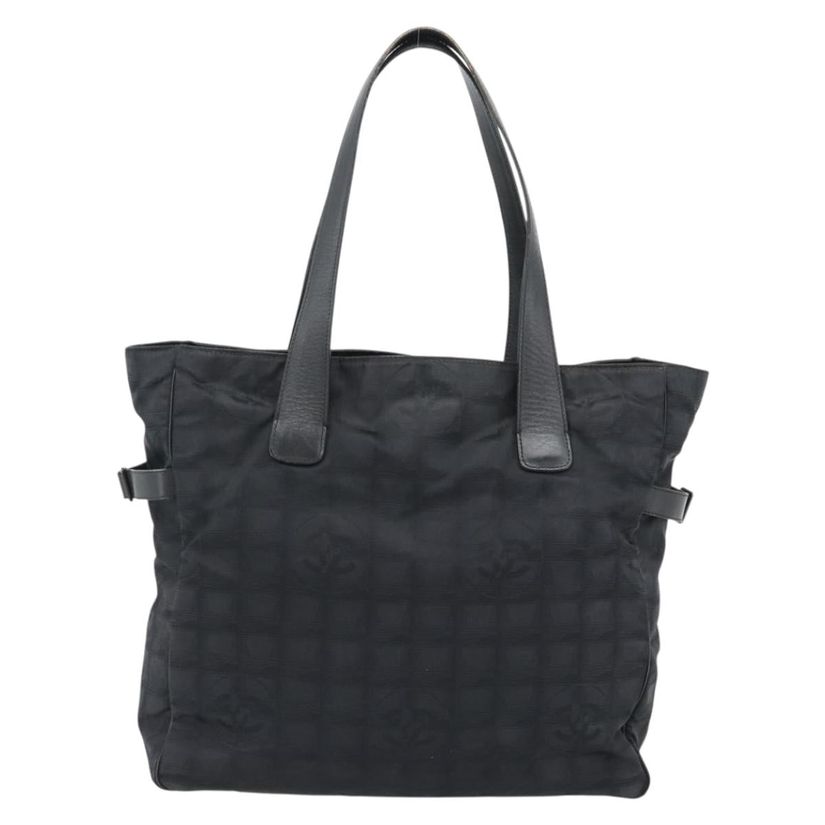 CHANEL New Travel Line Tote Bag Nylon Black CC Auth 176441