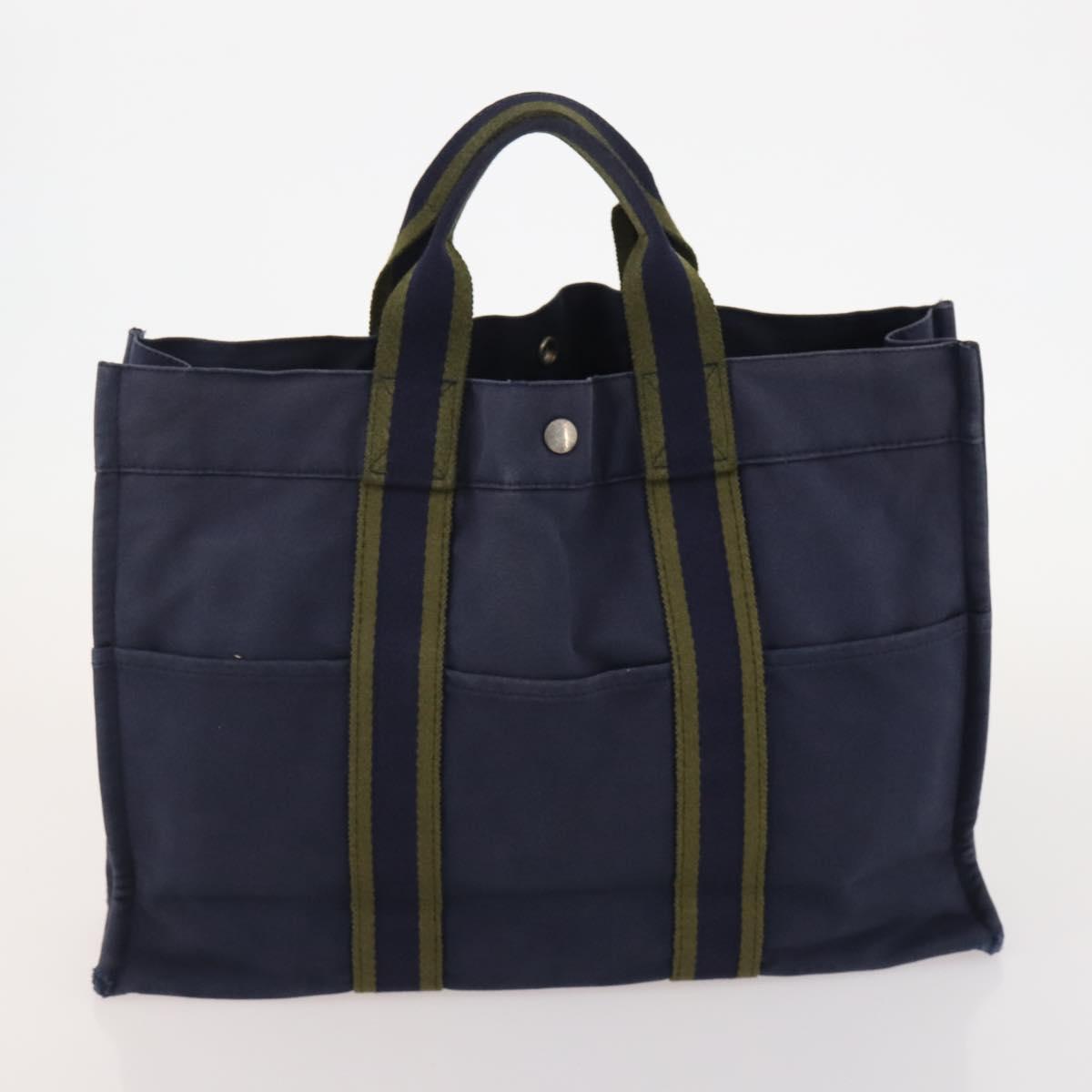 HERMES Fourre Tout Hand Bag Cotton 4 Set White Black Red Auth 176443